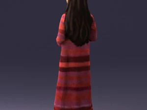 000491 Little Girl Holding Toy 3D Model