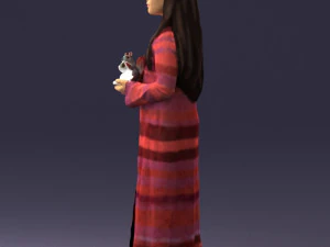 000491 Little Girl Holding Toy 3D Model