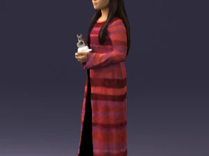 000491 Little Girl Holding Toy 3D Model