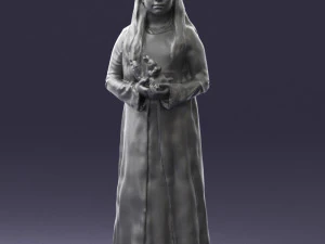 000491 Little Girl Holding Toy 3D Model