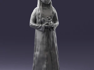 000491 Little Girl Holding Toy 3D Model