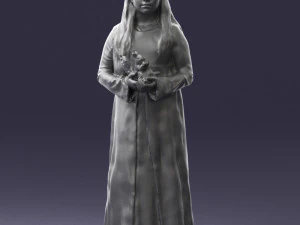 000491 Little Girl Holding Toy 3D Model