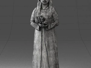 000491 Little Girl Holding Toy 3D Model
