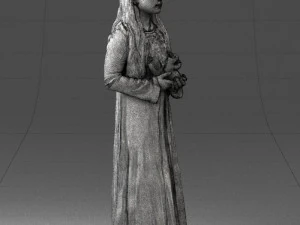 000491 Little Girl Holding Toy 3D Model