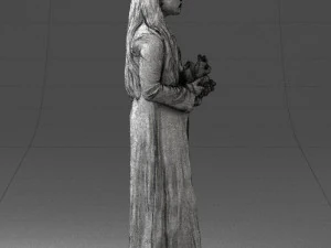 000491 Little Girl Holding Toy 3D Model