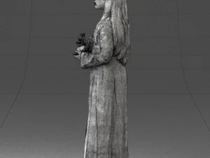 000491 Little Girl Holding Toy 3D Model