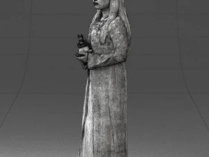 000491 Little Girl Holding Toy 3D Model