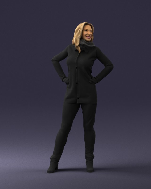 woman in black clothes 0159-1 3D Модель .c4d .max .obj .3ds .fbx .stl .blend 