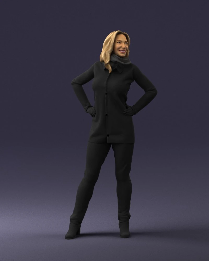 000493 Stylish Woman in Casual Outfit Realistic Female Character 3D Model .c4d .max .obj .3ds .fbx .stl .blend 