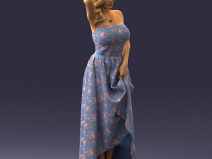 woman in blue dress 0158-2 Modèle 3D