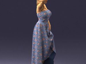 woman in blue dress 0158-2 Modèle 3D