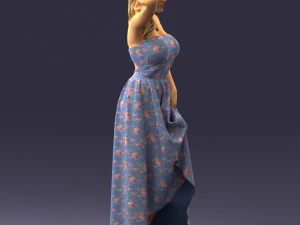 woman in blue dress 0158-2 3D Model