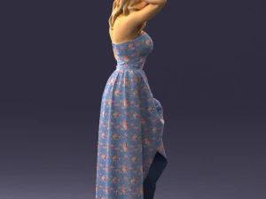 woman in blue dress 0158-2 3D Model