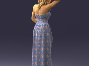 woman in blue dress 0158-2 Modèle 3D