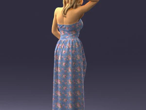 woman in blue dress 0158-2 3D Model