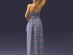 woman in blue dress 0158-2 Modèle 3D