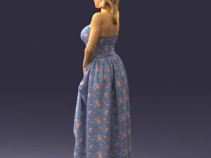woman in blue dress 0158-2 3D Model