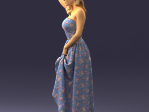 woman in blue dress 0158-2 Modèle 3D