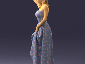 woman in blue dress 0158-2 3D Model