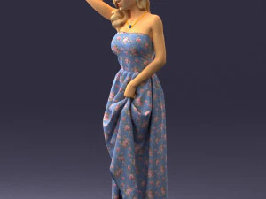 woman in blue dress 0158-2 3D Model