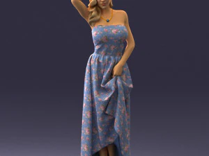 woman in blue dress 0158-2 3D Model