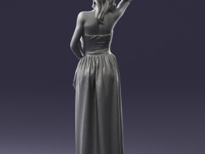 woman in blue dress 0158-2 Modèle 3D
