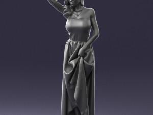 woman in blue dress 0158-2 Modèle 3D