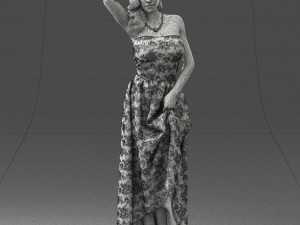 woman in blue dress 0158-2 Modèle 3D