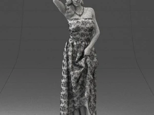 woman in blue dress 0158-2 3D Model