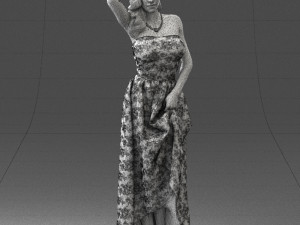 woman in blue dress 0158-2 Modèle 3D
