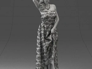woman in blue dress 0158-2 3D Model