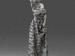 woman in blue dress 0158-2 Modèle 3D