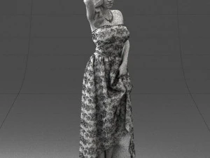 woman in blue dress 0158-2 3D Model