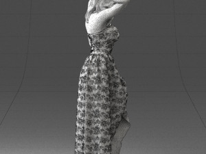 woman in blue dress 0158-2 Modèle 3D