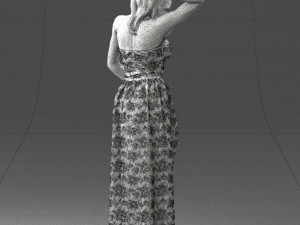 woman in blue dress 0158-2 Modèle 3D