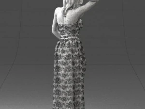 woman in blue dress 0158-2 3D Model
