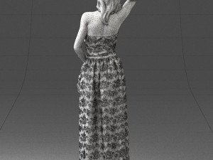 woman in blue dress 0158-2 Modèle 3D