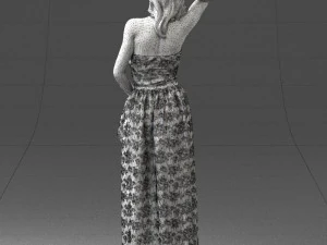 woman in blue dress 0158-2 3D Model