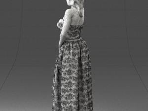 woman in blue dress 0158-2 Modèle 3D