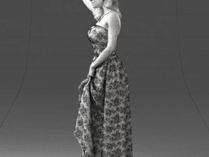 woman in blue dress 0158-2 3D Model