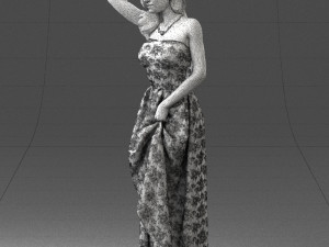 woman in blue dress 0158-2 Modèle 3D