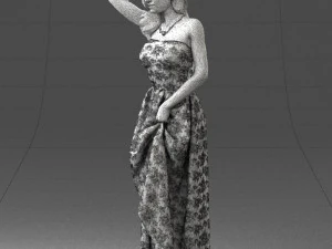 woman in blue dress 0158-2 3D Model