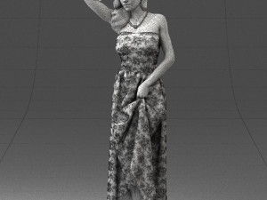 woman in blue dress 0158-2 Modèle 3D