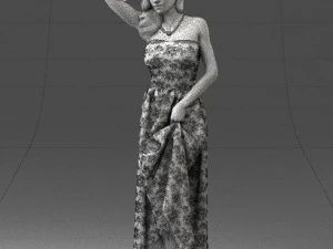 woman in blue dress 0158-2 3D Model