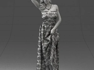woman in blue dress 0158-2 3D Model
