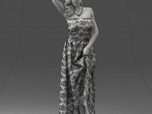 woman in blue dress 0158-2 3D Model