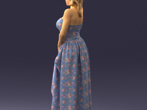 woman in blue dress 0158-2 3d print ready 3D-Druckmodell