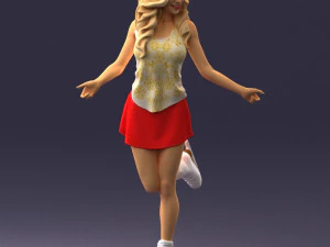 000495 Young Woman Ice Skating Realistic Female Character 3D Model