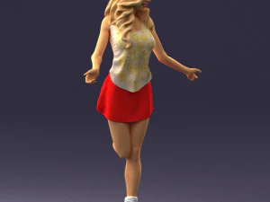 000495 Young Woman Ice Skating Realistic Female Character 3D Model