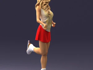000495 Young Woman Ice Skating Realistic Female Character 3D Model